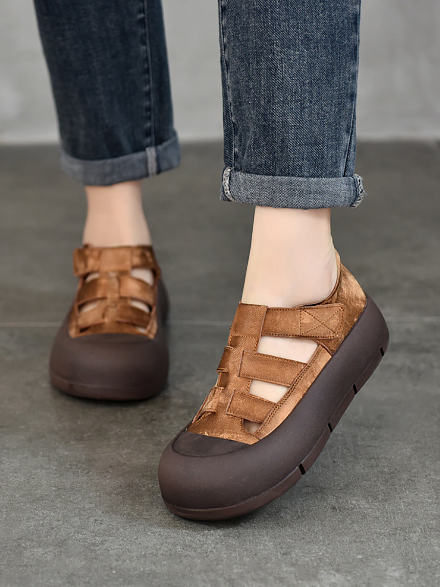 Women Casual Summer Genuine Leather Platform Shoes