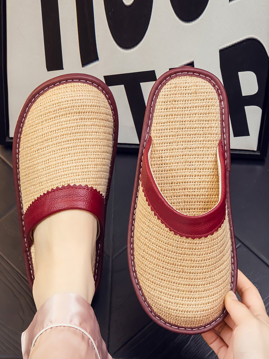 Couple Summer Linen Weave Indoor Antislip Flat Slippers