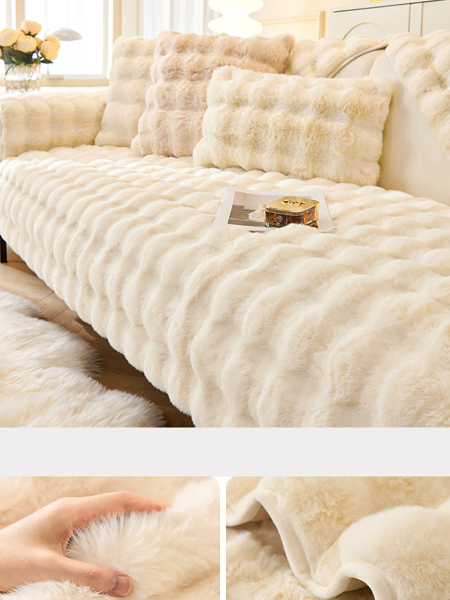 Solid Rabbit Wool Queen Bedcover Sofa Blanket