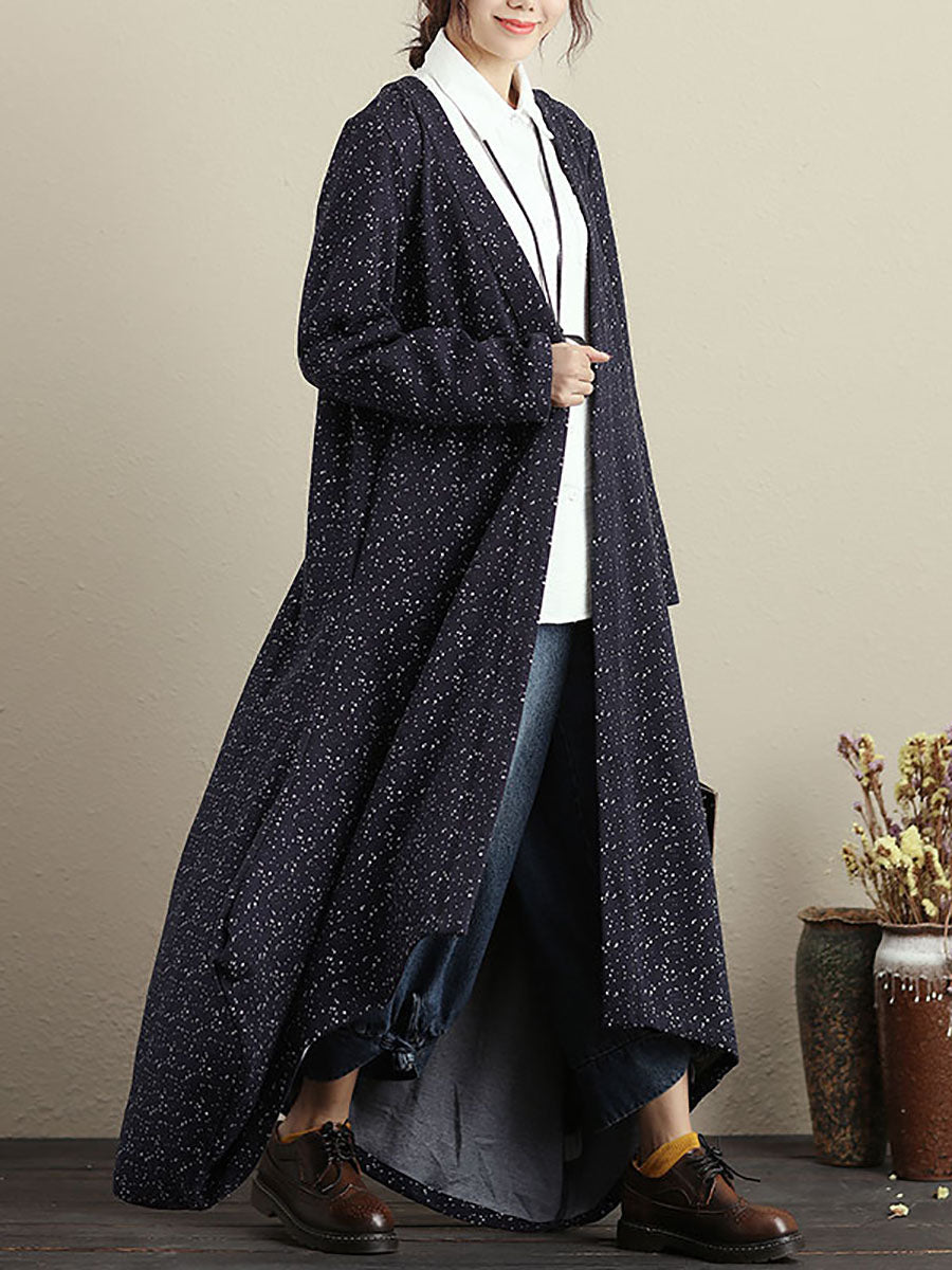 Plus Size Cardigan Long Sleeves Blue Autumn Winter Coat For Women