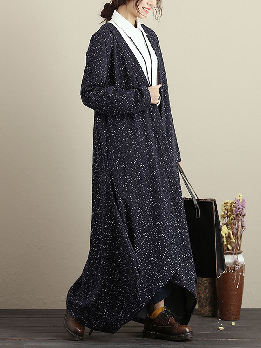 Plus Size Cardigan Long Sleeves Blue Autumn Winter Coat For Women