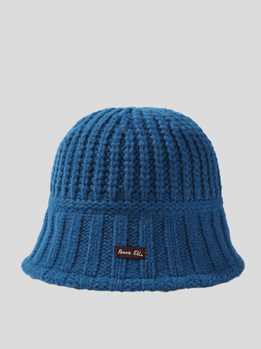 Winter Pure Color Fashion Knitted Patch Warm Hat