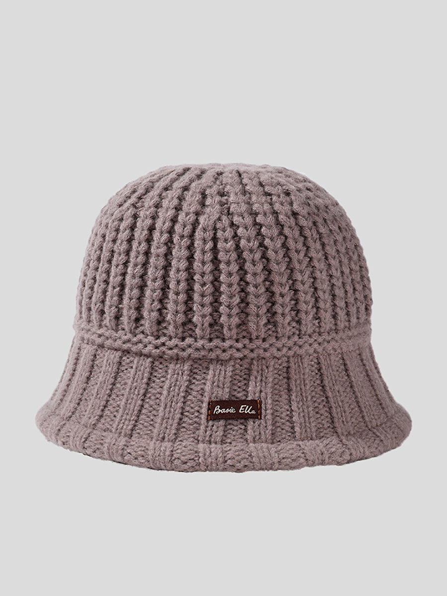 Winter Pure Color Fashion Knitted Patch Warm Hat