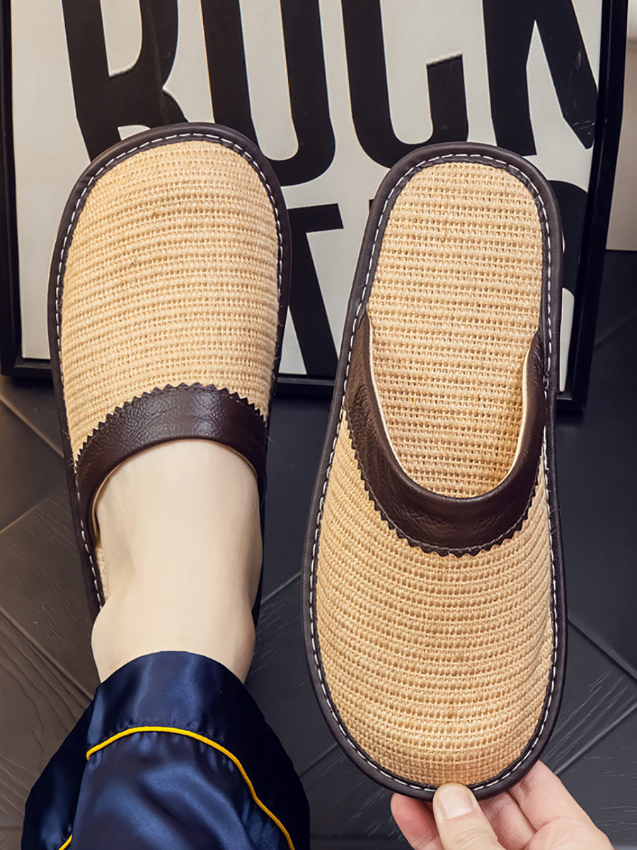 Couple Summer Linen Weave Indoor Antislip Flat Slippers