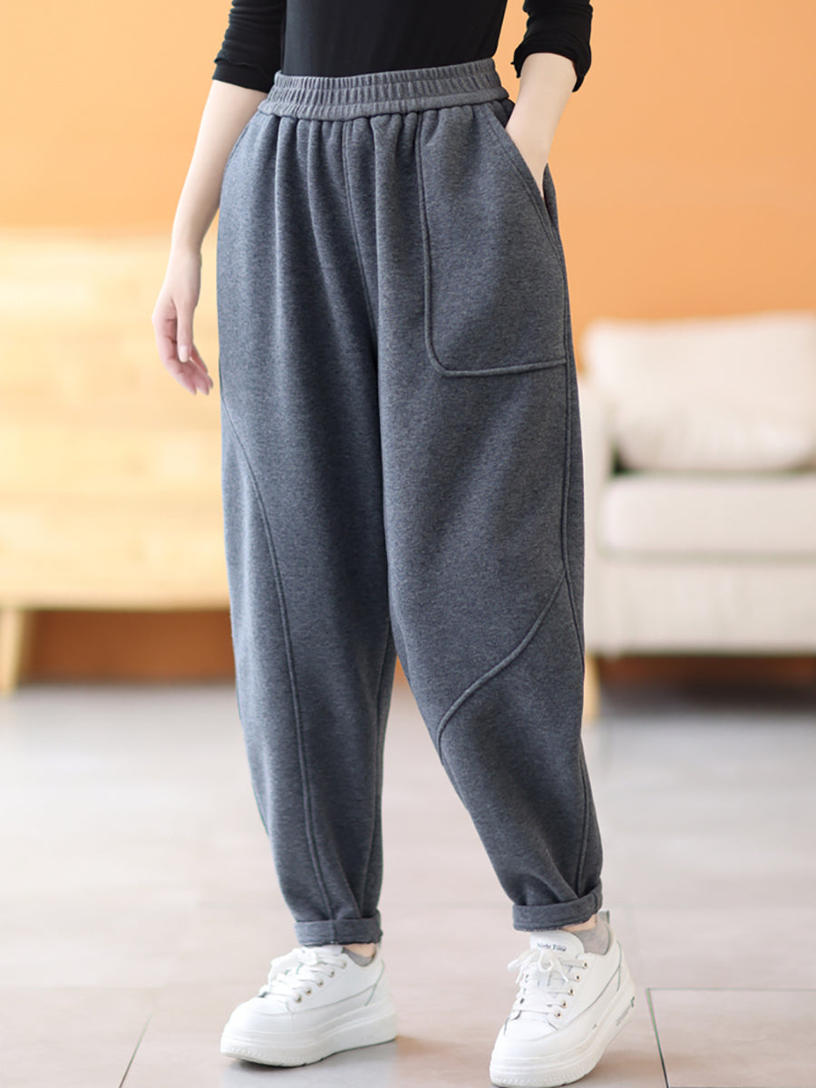 Plus Size Women Casual Winter Fleece-lined Harem Pants