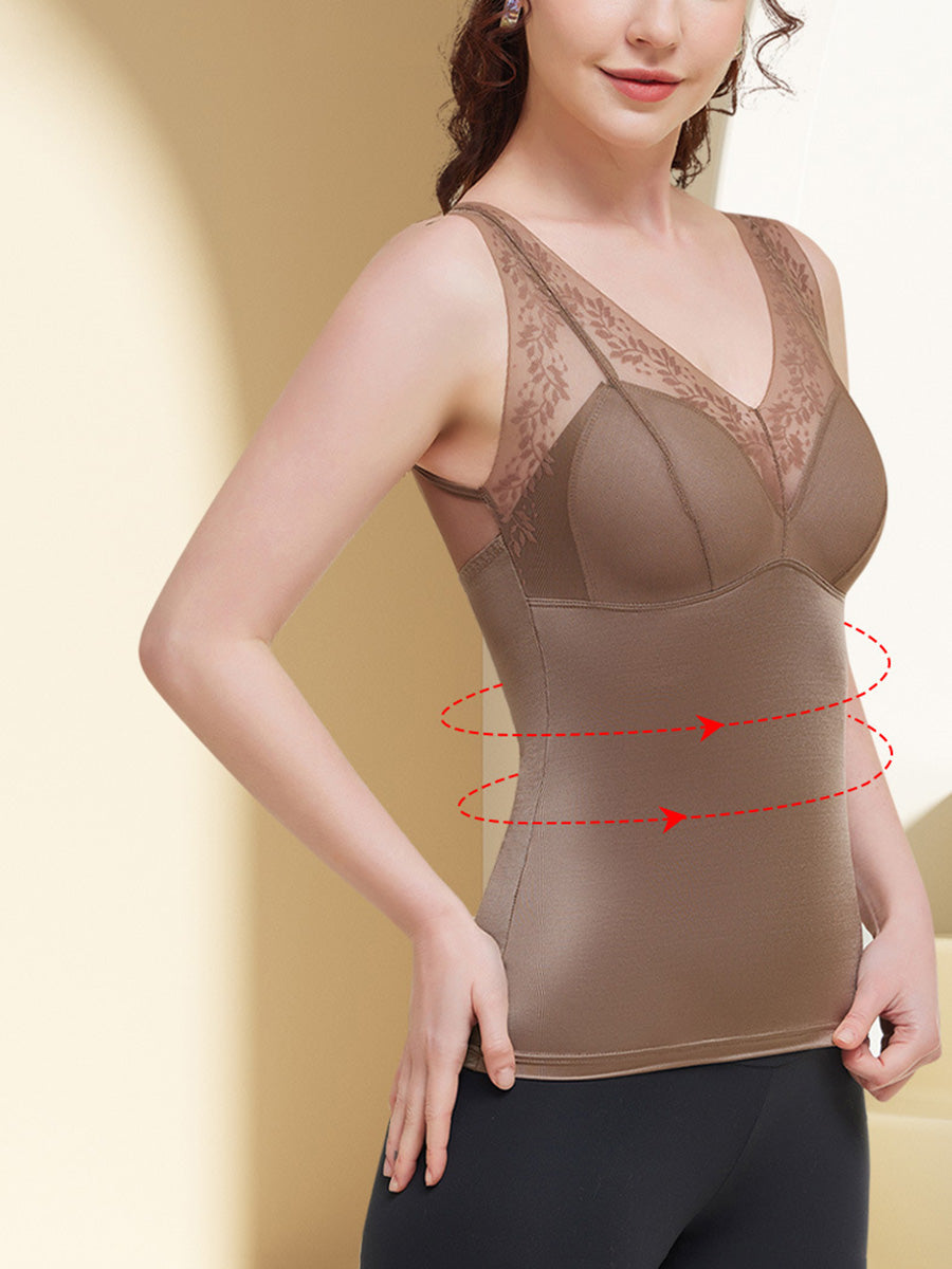 Women Summer Seamless Lace With Breast Pads Base