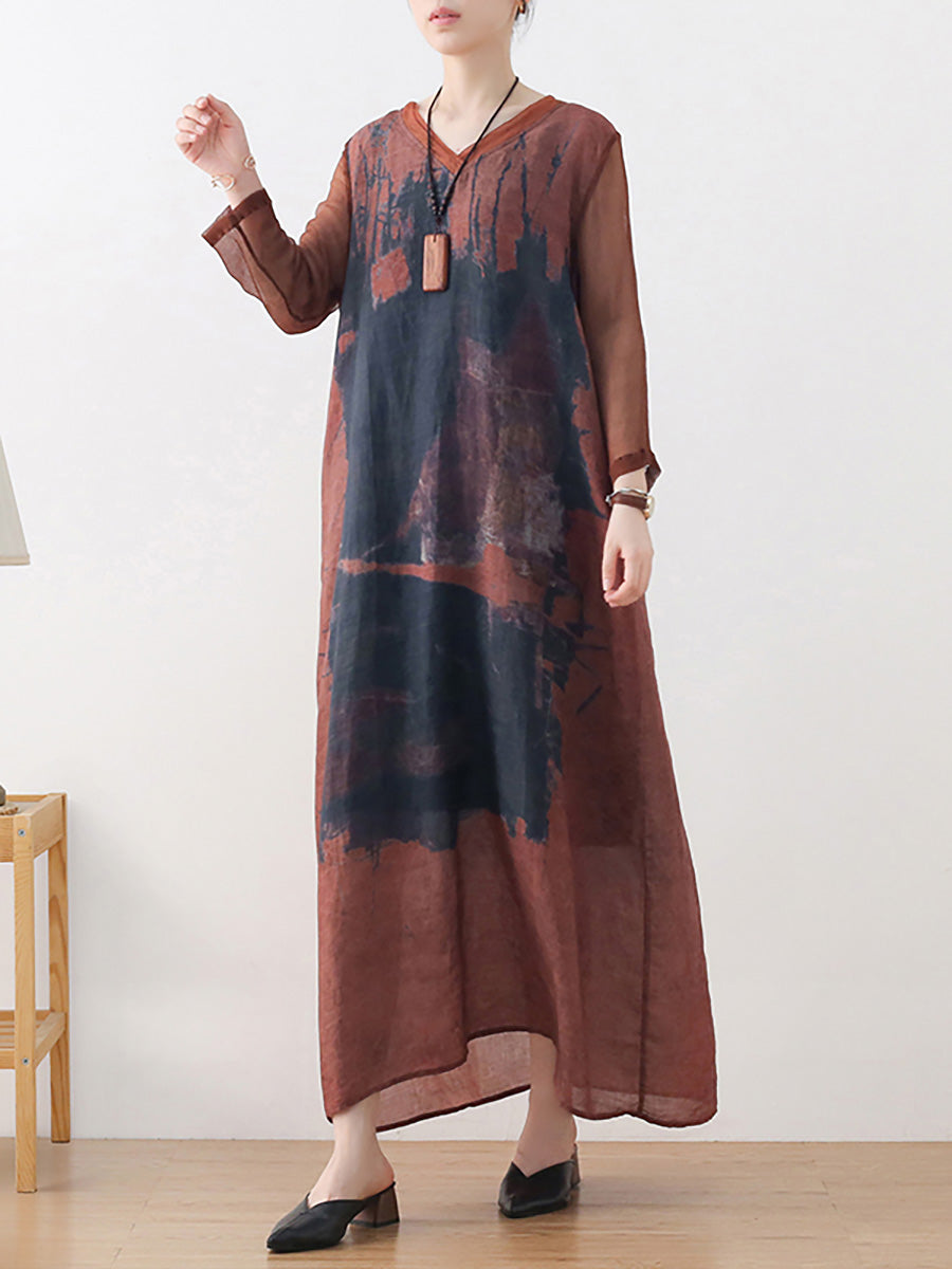 Plus Size Loose Summer Patchwork Vintage Dress