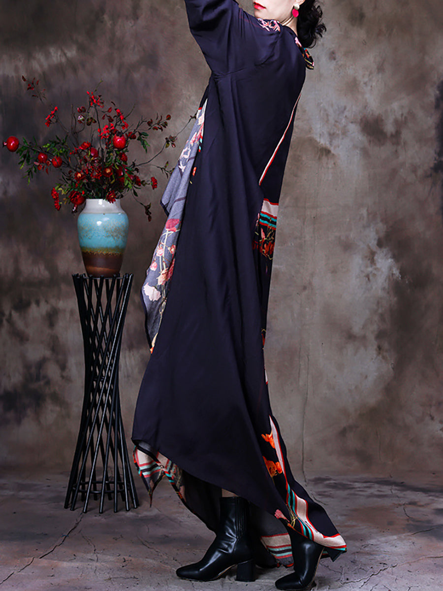 Irregular Floral Vintage Loose Maxi Dress