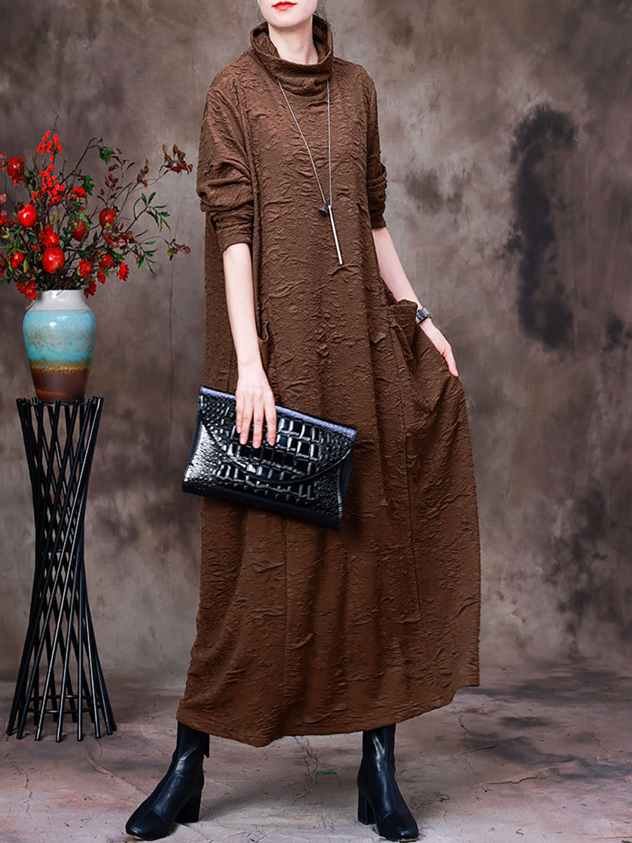 Autumn Vintage Solid Women Long Dress