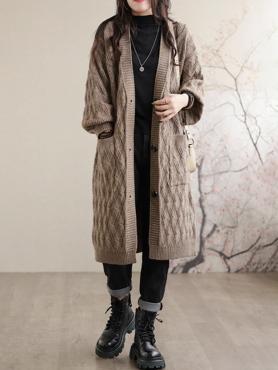 Solid Loose Casual Mid Length Women Coat