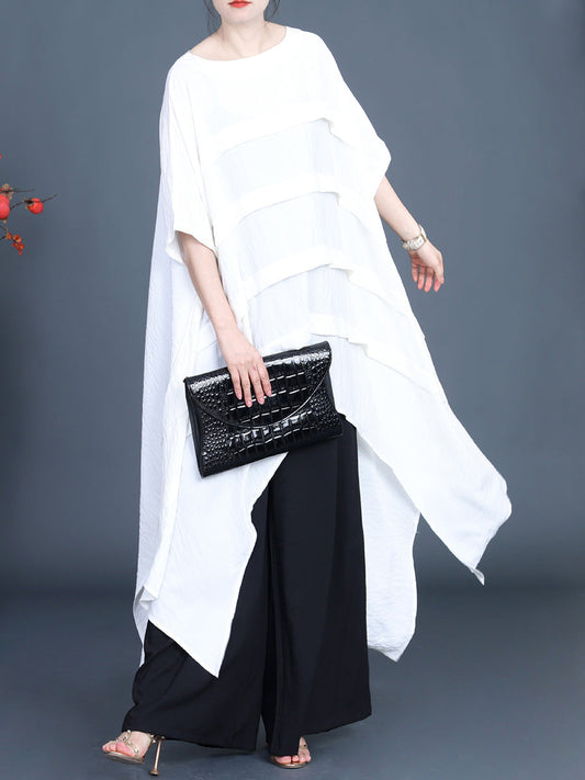 Women Summer Irregular Tiered Ruffle Spliced Shirt