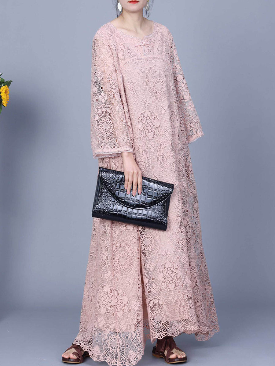 Women Summer Artsy Lace Spliced Maxi Dress