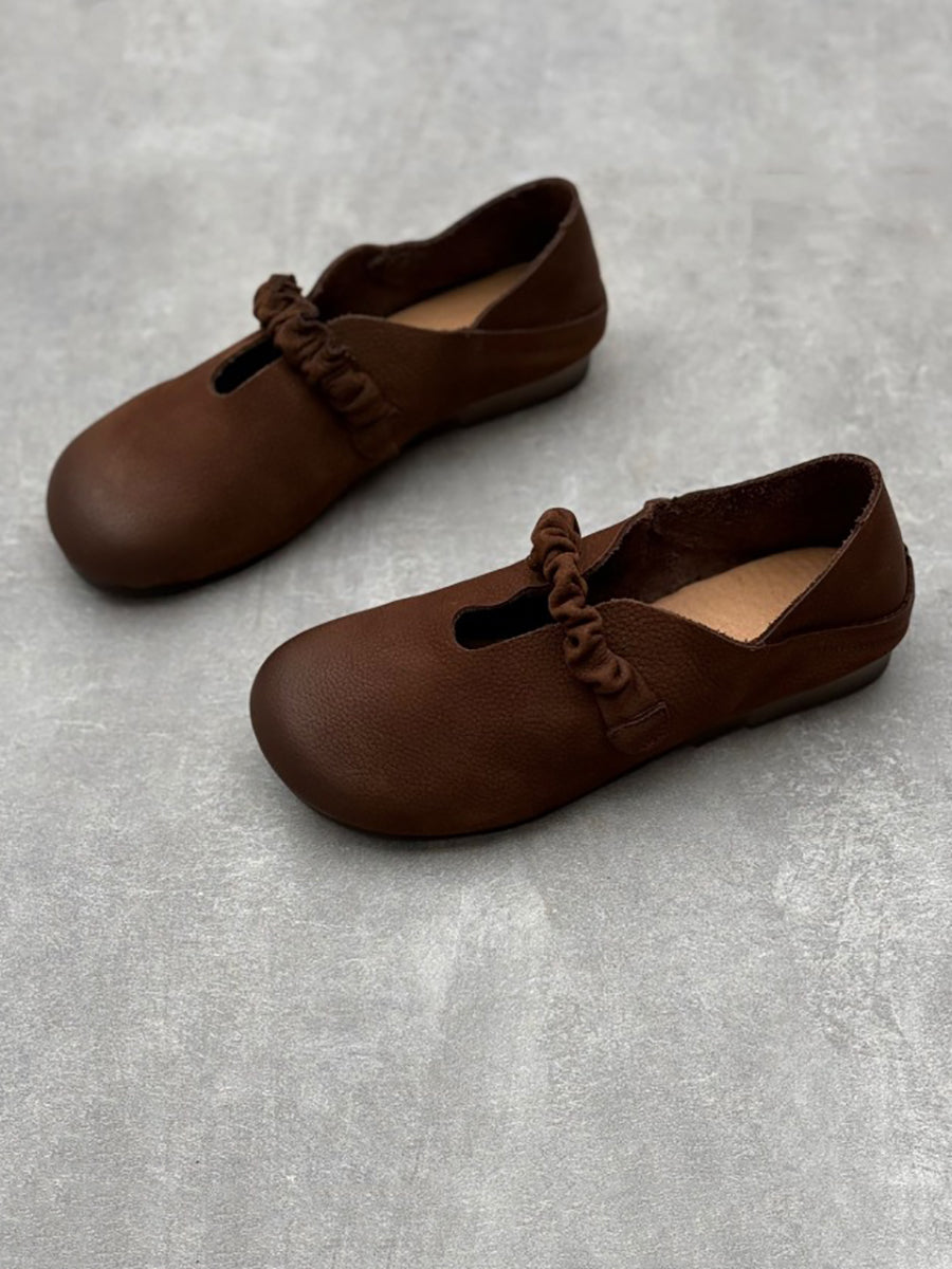 Women Summer Vintage Soft Leather Flat Shoes