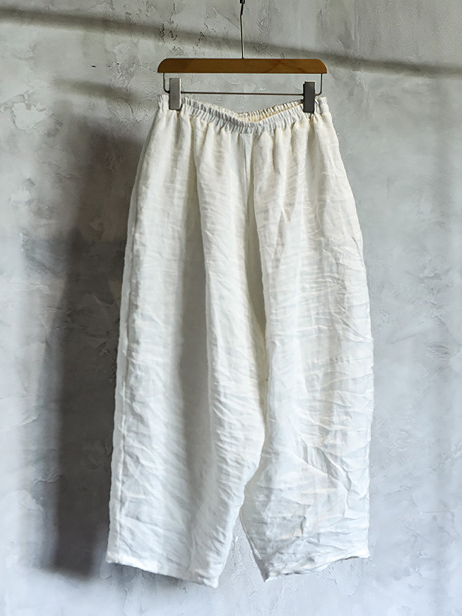 Women Summer Vintage Solid Loose Linen Pants