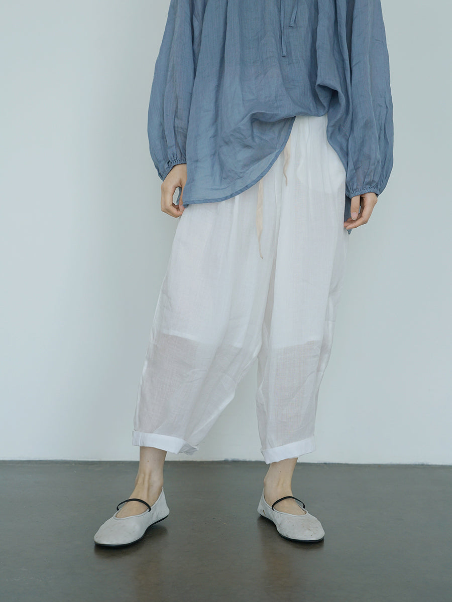 Women Summer Casual Solid Thin Linen Harem Pants