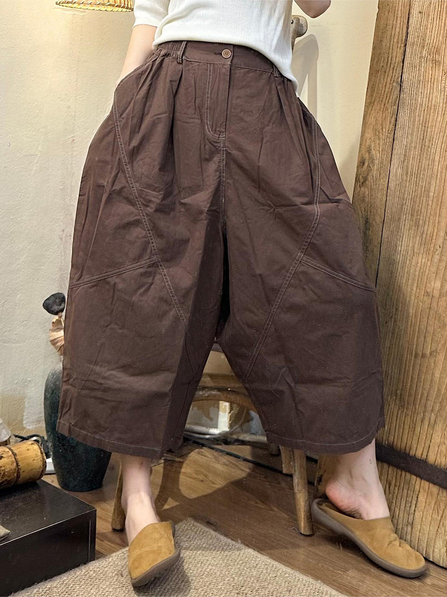 Women Summer Casual Solid Spliced Cotton Harem Pants