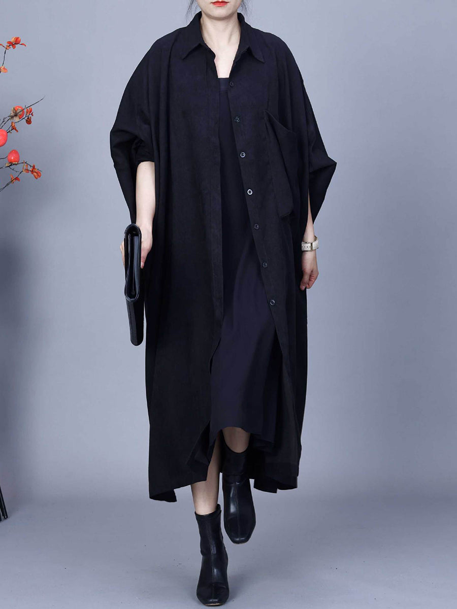 Women Autumn Casual Batwing Sleeve Loose Shirt Coat