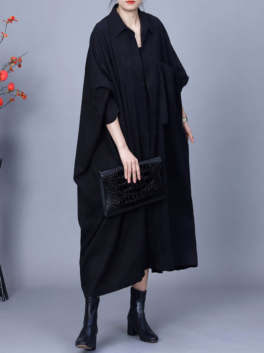 Women Autumn Casual Batwing Sleeve Loose Shirt Coat