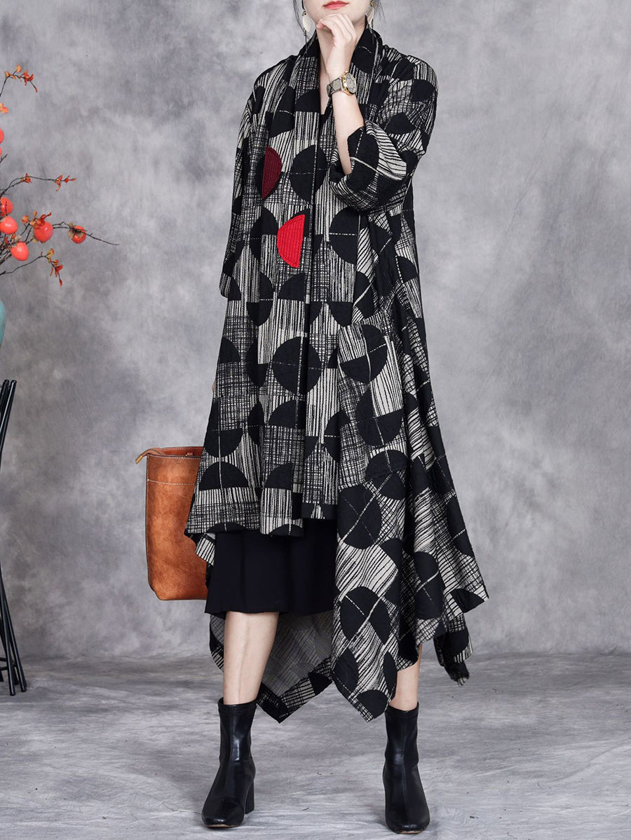 Women Artsy Autumn Irregular Semicircle Loose Coat