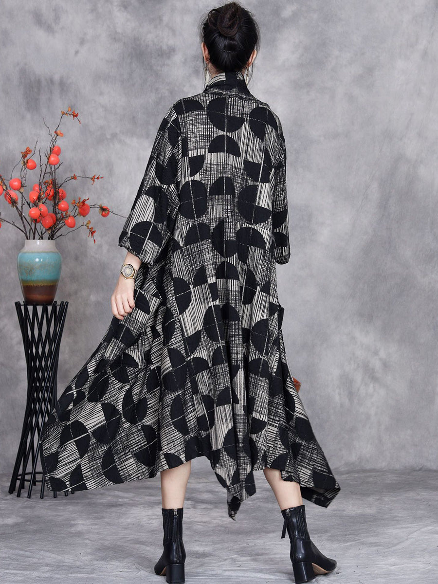 Women Artsy Autumn Irregular Semicircle Loose Coat