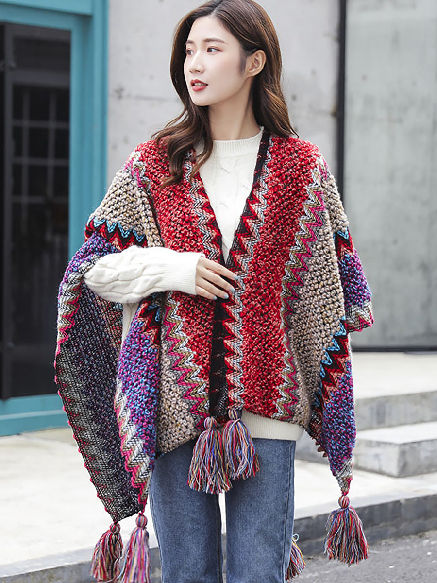 Winter Knitted Warm Tassel Scarf Shawl