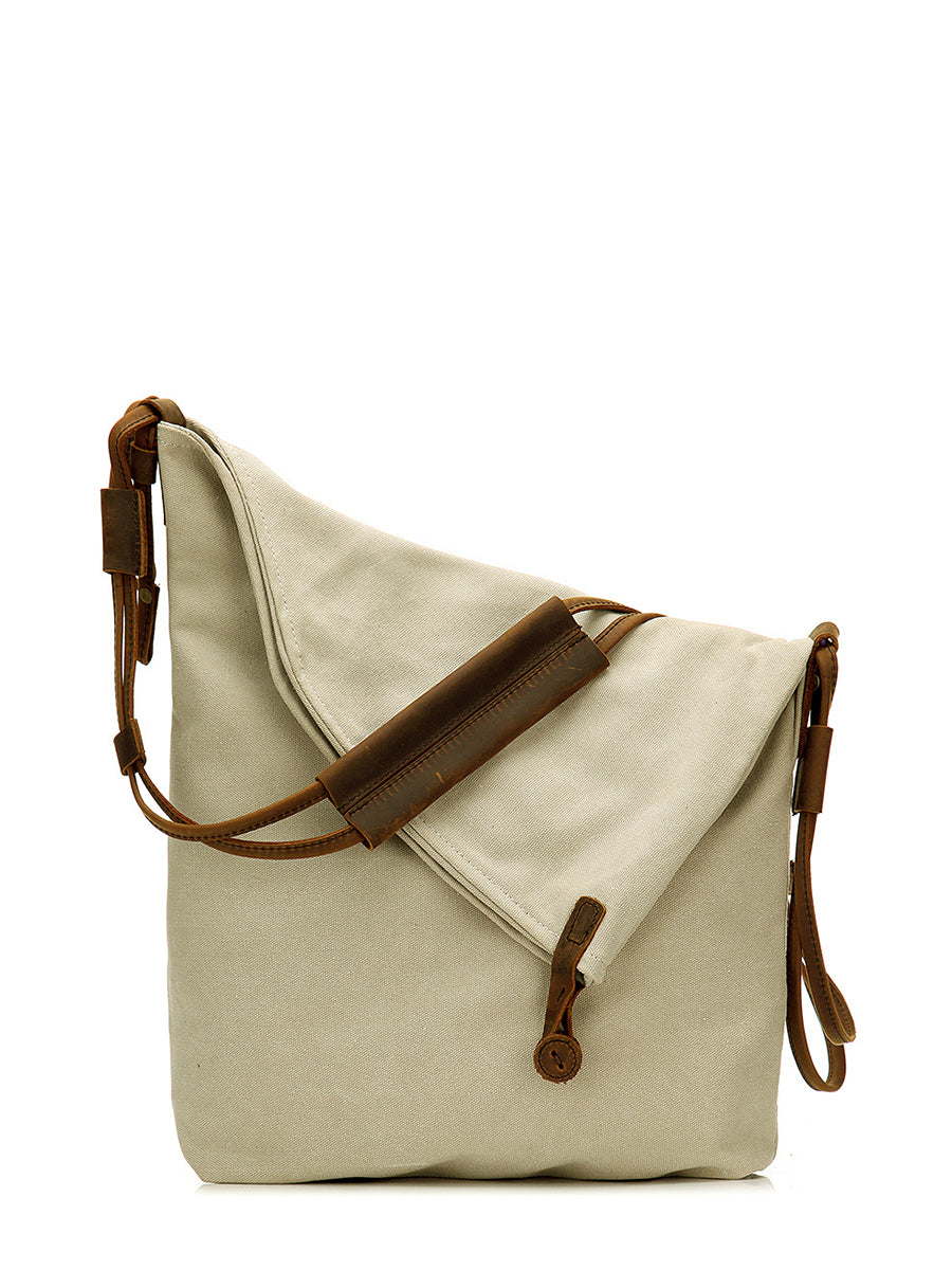 Women Canvas And Leather Crossbody Bag