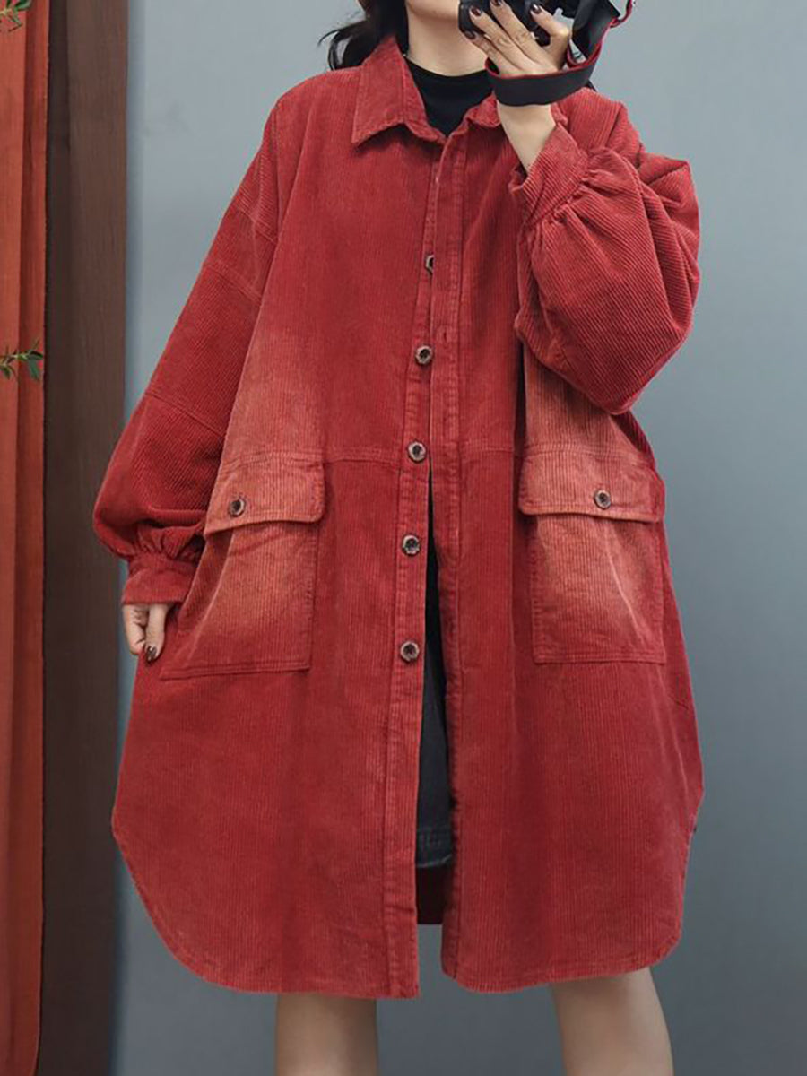 Women Winter Loose Lantern Sleeve Mid Length Coat