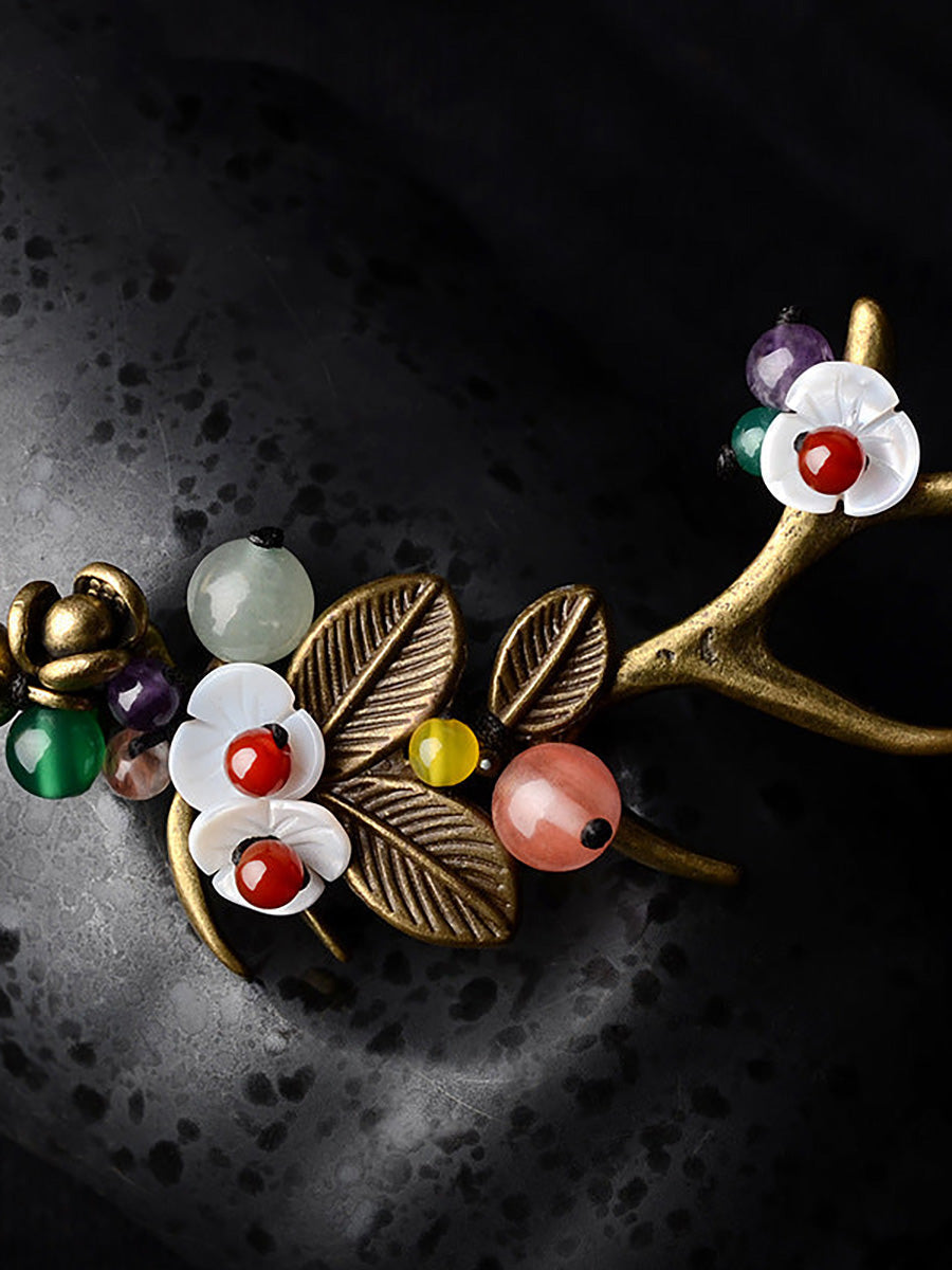 （2 Pieces）Alloy Branch Shell Flower Casual Brooch