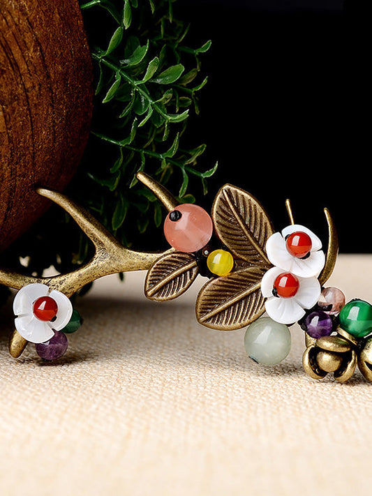 （2 Pieces）Alloy Branch Shell Flower Casual Brooch