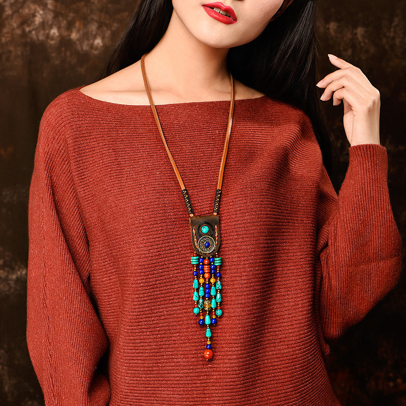 Indie Folk Fringe Leather Necklace