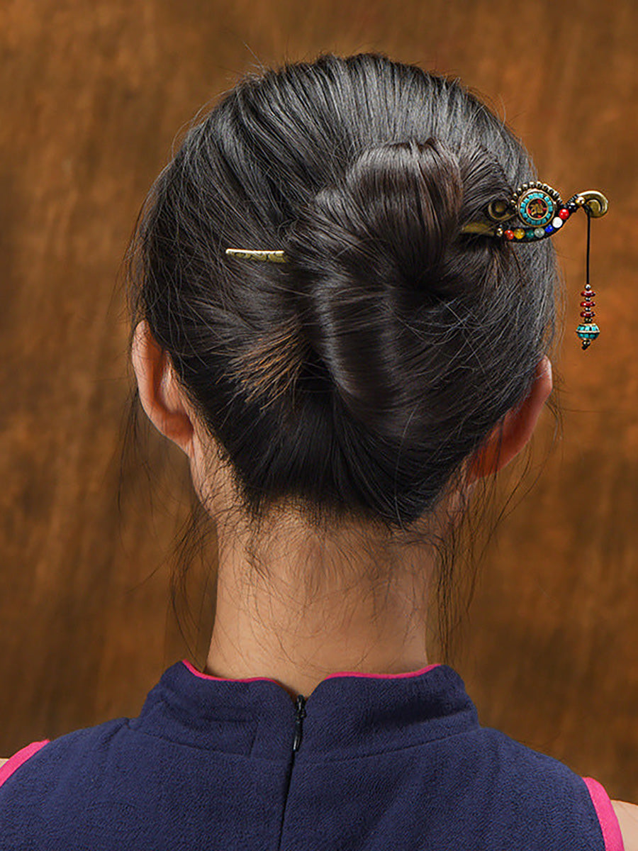 （2 PCS)）Retro Elegant Pendant Hairpin