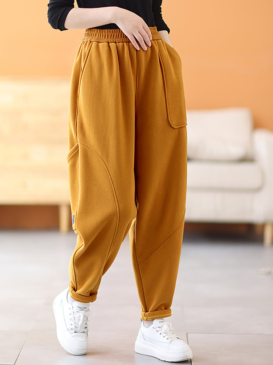 Plus Size Women Casual Winter Fleece-lined Harem Pants