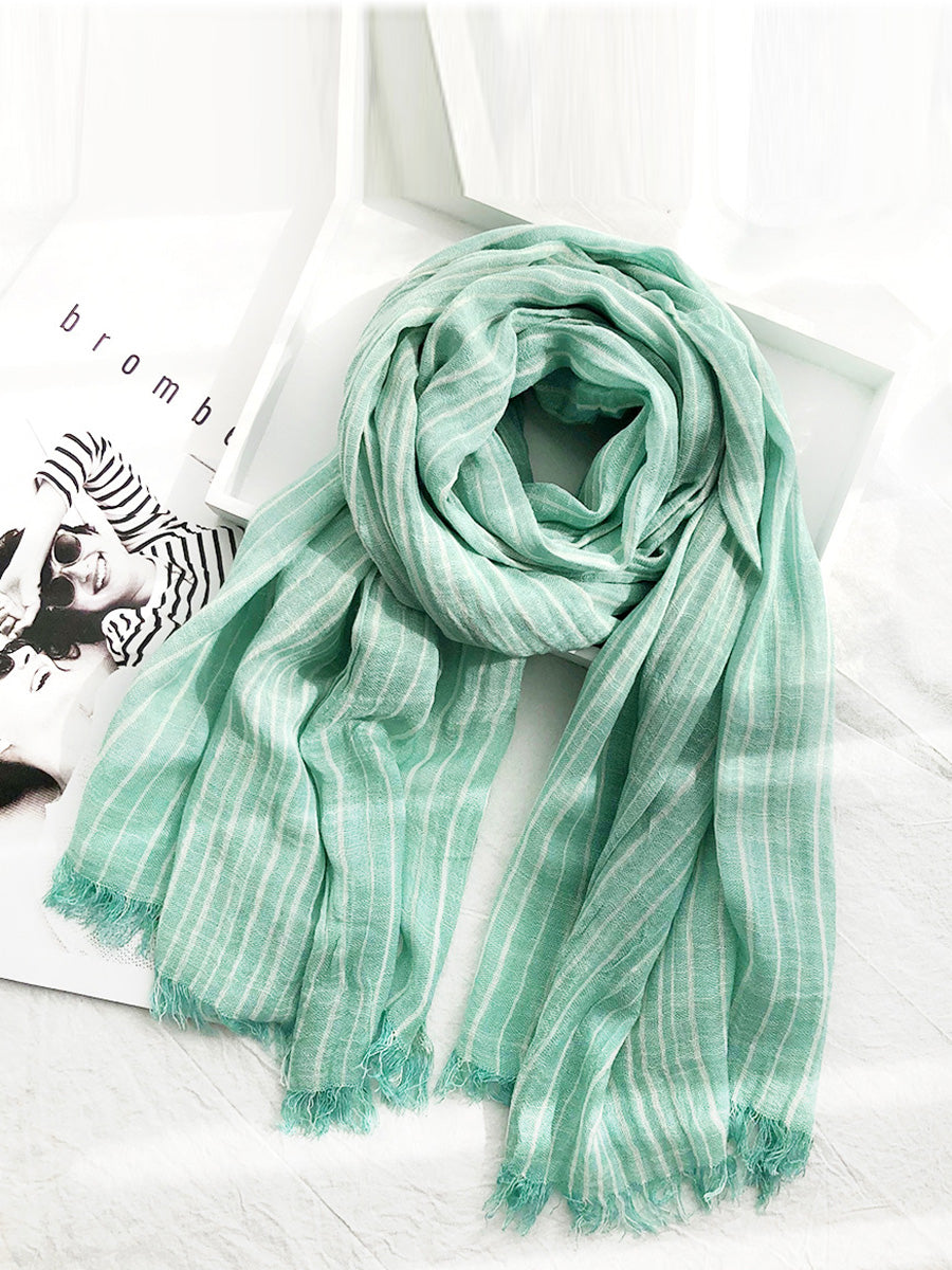 Women Vintage Stripe Tassel Soft Scarves