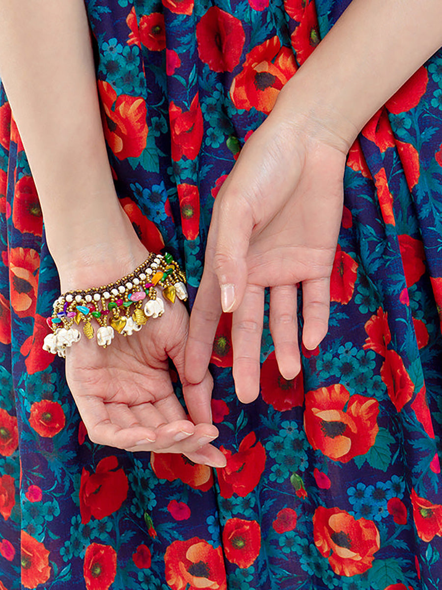 Women Bohemia Elephant Woven Turquoise Bracelet