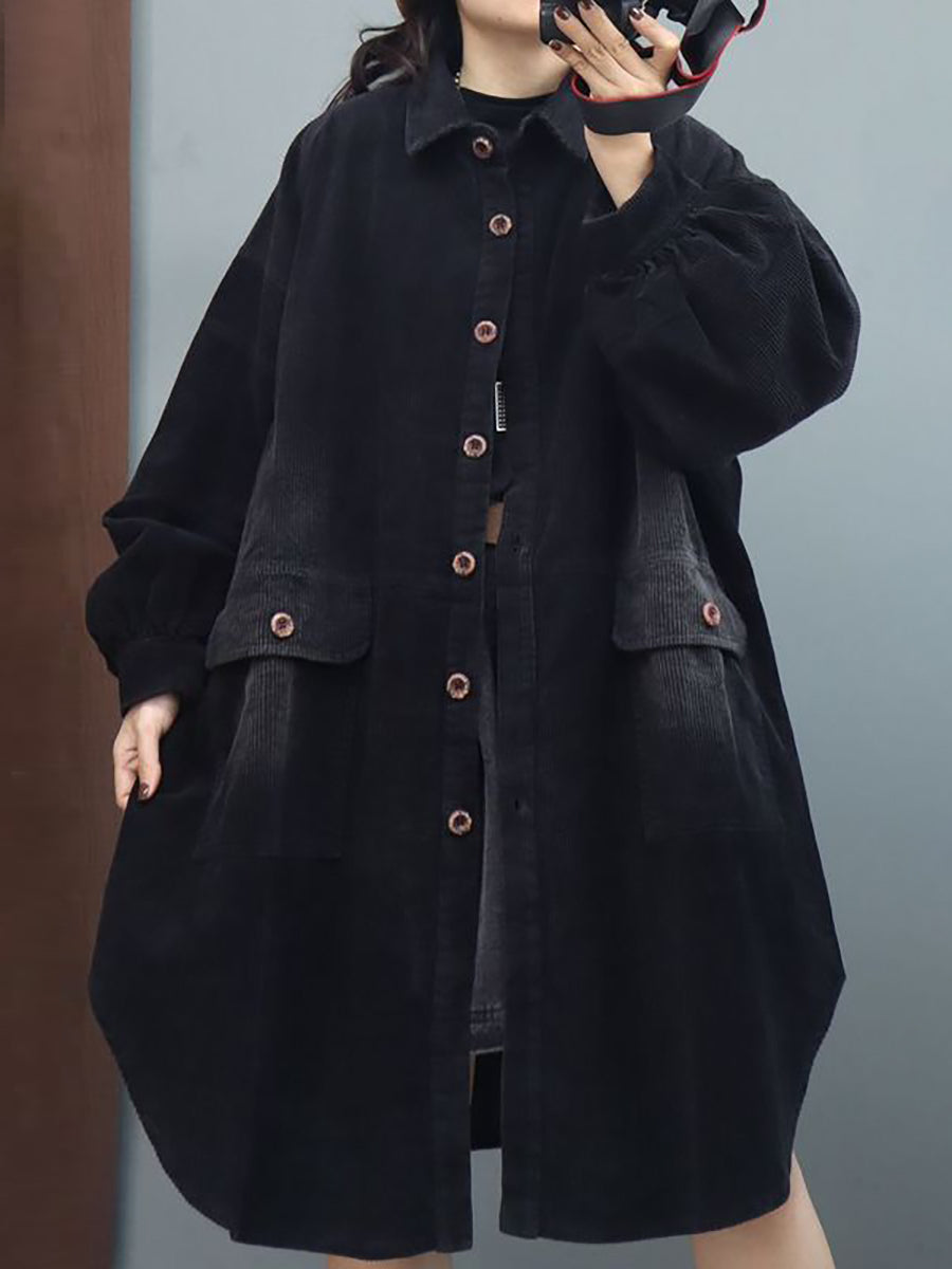 Women Winter Loose Lantern Sleeve Mid Length Coat