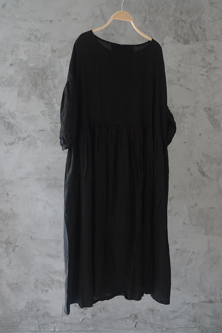 Plus Size Casual Linen Pleated Summer Loose Dress